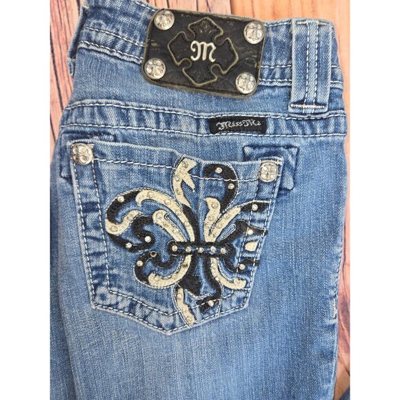 Miss Me Womens Embellished Bootcut Raw Hem Jeans 29x30 - Picture 3 of 11